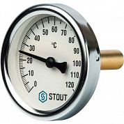 Термометр биметаллический Dn63 с погружной гильзой 50мм 1/2” 0...120°С Stout