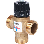 Клапан термостатический смесительный 1” НР (35-60 °C, Kvs 2,5) Stout