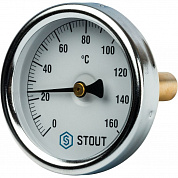Термометр биметаллический Dn63 с погружной гильзой 50мм 1/2” 0...160°С Stout