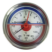 Термоманометр аксиальный DN 63, 0-120 °C, 0..10 бар, G-1/2”, TIM