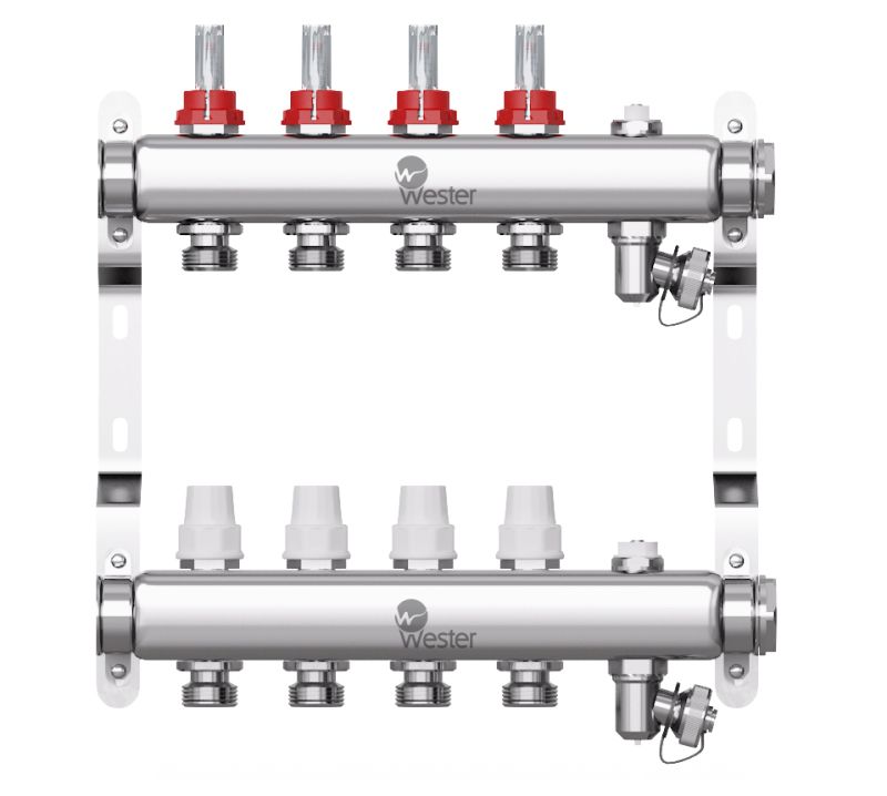 Коллекторная группа с расходомерами  4 выхода (нерж. сталь) Wester W902.4