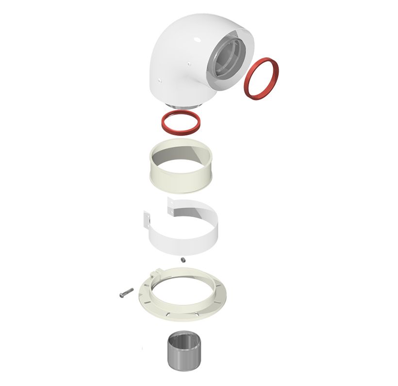Колено коаксиальное 90° Ø 60/100мм универсальное (Baxi, Vaillant, Protherm, Bosch, Лемакс, Navien Deluxe C/S) DR thermo