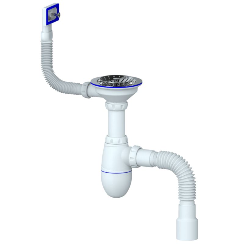 Сифон 3 1/2”х40 с прямоугольным переливом, с гофрой 40х40/50 Unicorn В425