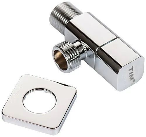 Кран угловой для подключения приборов 1/2”х1/2” с отражателем квадратный (хром) Tim