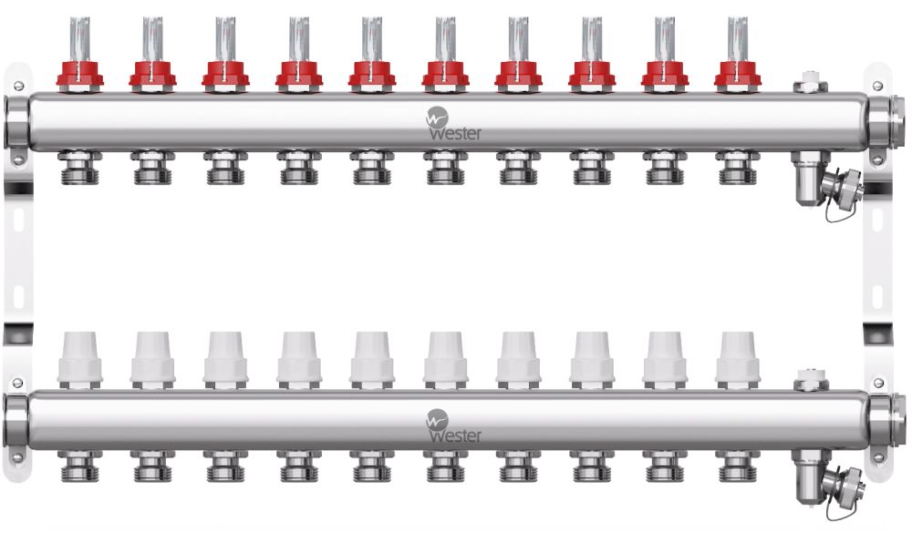 Коллекторная группа с расходомерами 10 выходов (нерж. сталь) Wester W902.10