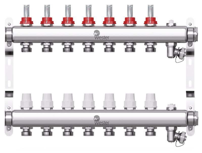 Коллекторная группа с расходомерами  7 выходов (нерж. сталь) Wester W902.7