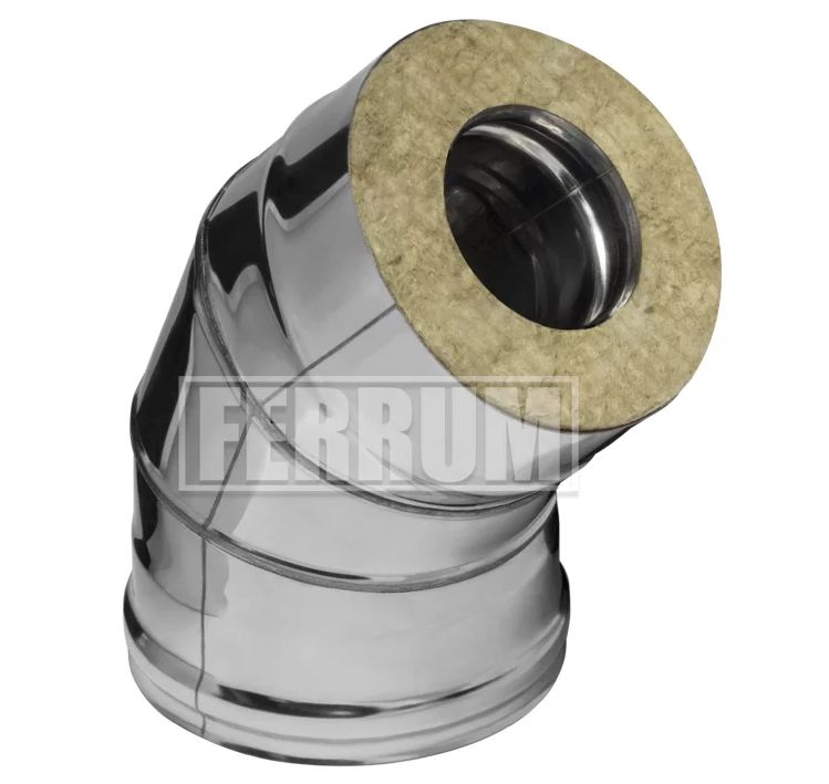 Сэндвич-отвод 45° 150(430/0,5)x250(430/0,5) нержавеющая сталь Ferrum