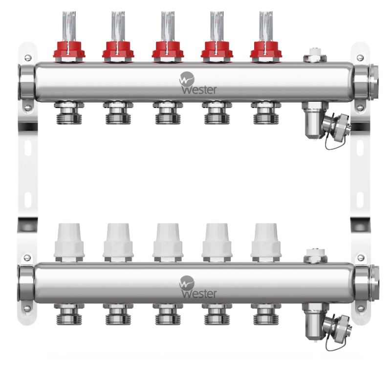 Коллекторная группа с расходомерами 5 выходов (нерж. сталь) Wester W902.5
