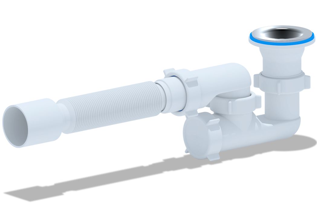 Сифон АНИ для душевого поддона регулируемый 1 1/2”х40 с гибкой трубой 375х40/50 АНИ Пласт E215