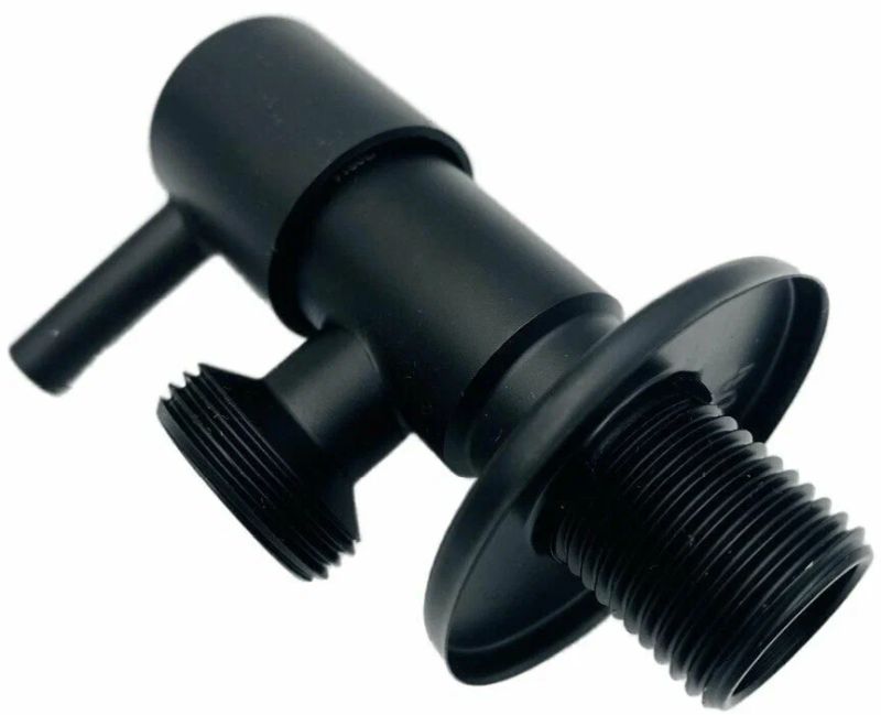 Вентиль угловой 1/2”х1/2” с отражателем из нержавеющей стали (черный матовый) Tim