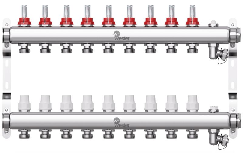 Коллекторная группа с расходомерами  9 выходов (нерж. сталь) Wester W902.9