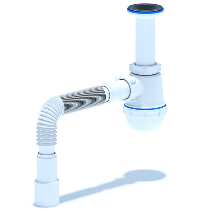 Сифон АНИ Грот 1 1/2”х40 с гибкой трубой 40х40/50 и литым выпуском АНИ пласт A0515