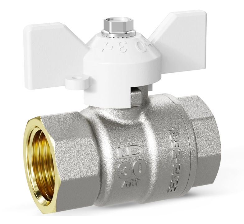 Кран шаровой   1/2" г/г, бабочка (white) LD Pride 47.15.В-В.Б