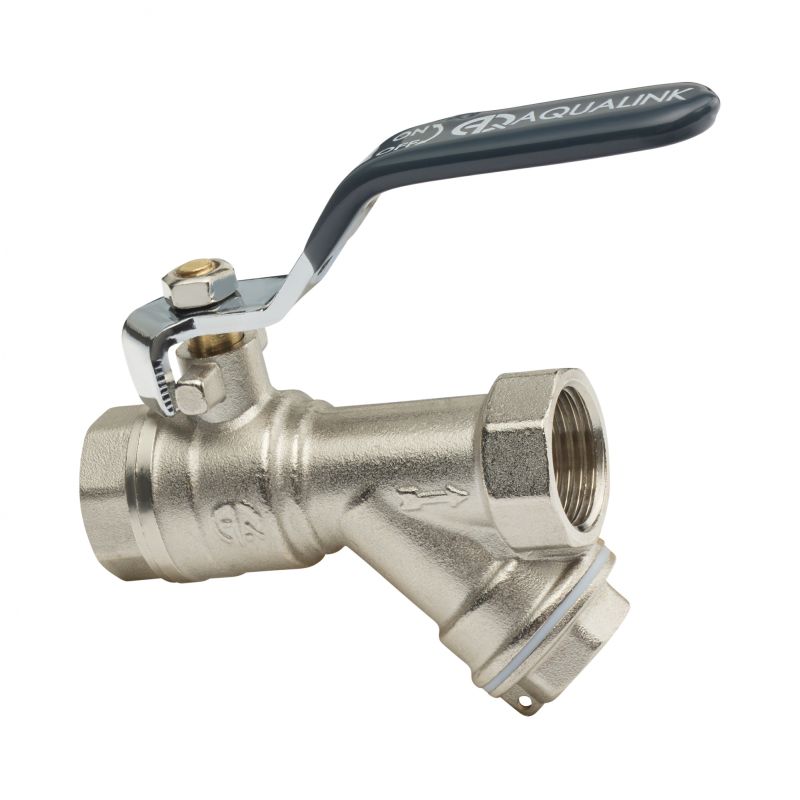 Кран шаровой с фильтром  1/2” г/г, рычаг Aqualink