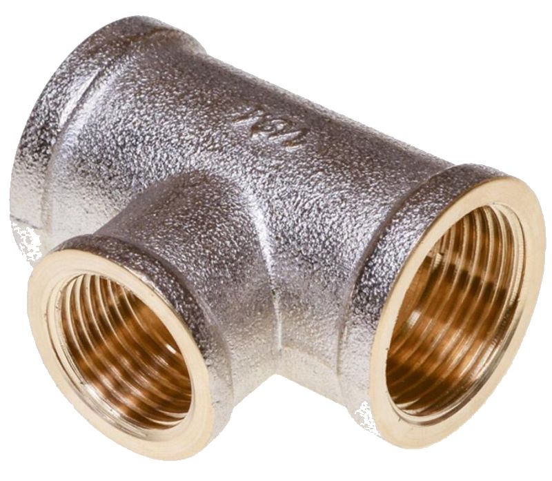 Тройник переходной  3/4”х1/2”х3/4” г/г/г (никель) Tim (Zeissler)