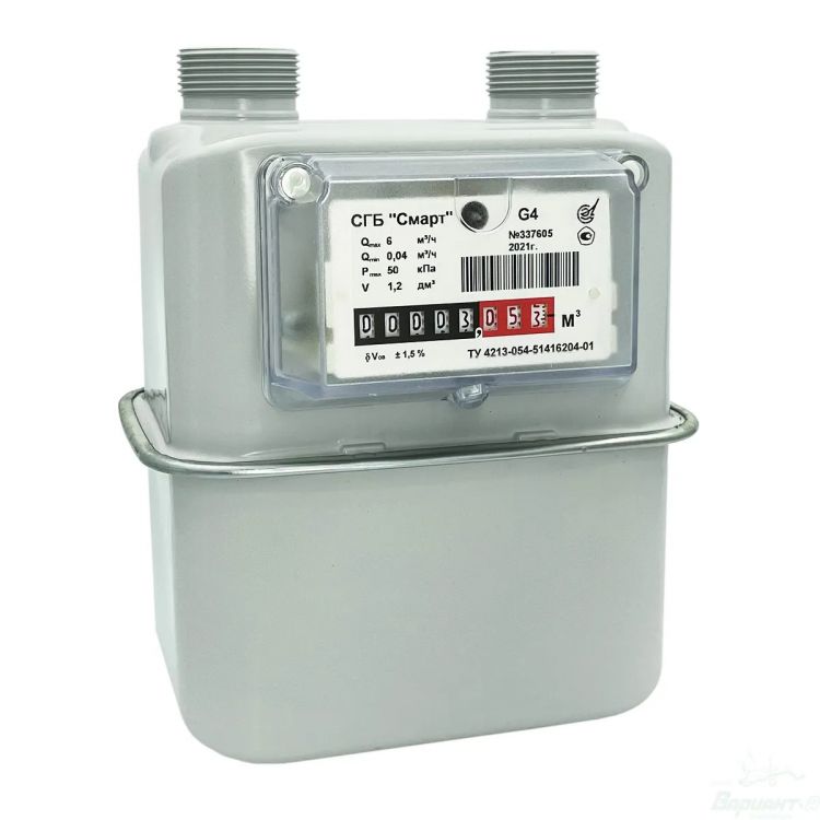 Счётчик газа СГБ Смарт G4 левый вертикальный М33х1,5 Сигнал (2024г.)