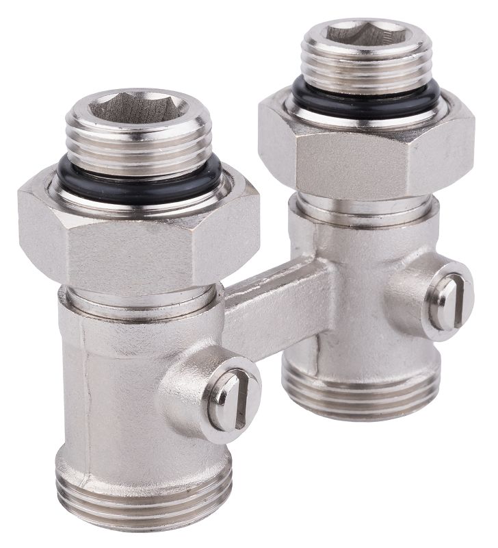 Узел нижнего подключения радиатора Н-образный прямой 1/2”НРх3/4”НР (евроконус) Aqualink