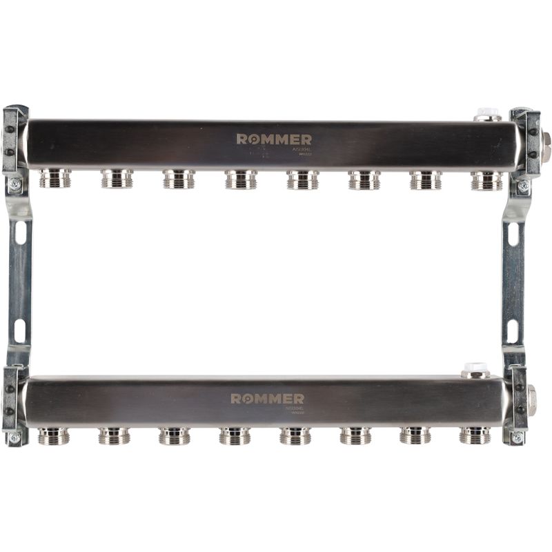 Коллектор для радиаторной разводки  8 выходов (нерж. сталь) Rommer