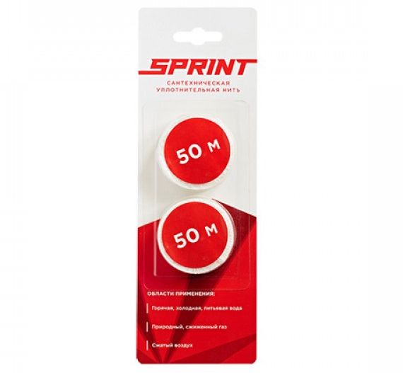 Нить для герметизации резьбы Sprint, набор катушек 2х50м, блистер