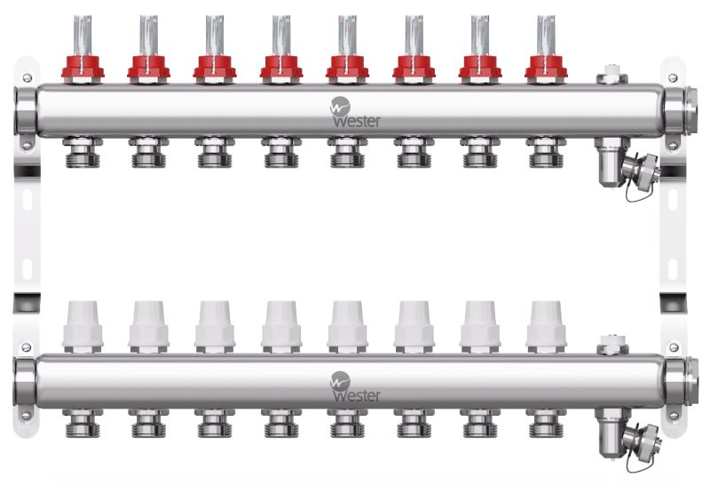Коллекторная группа с расходомерами  8 выходов (нерж. сталь) Wester W902.8
