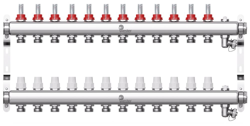 Коллекторная группа с расходомерами 12 выходов (нерж. сталь) Wester W902.12