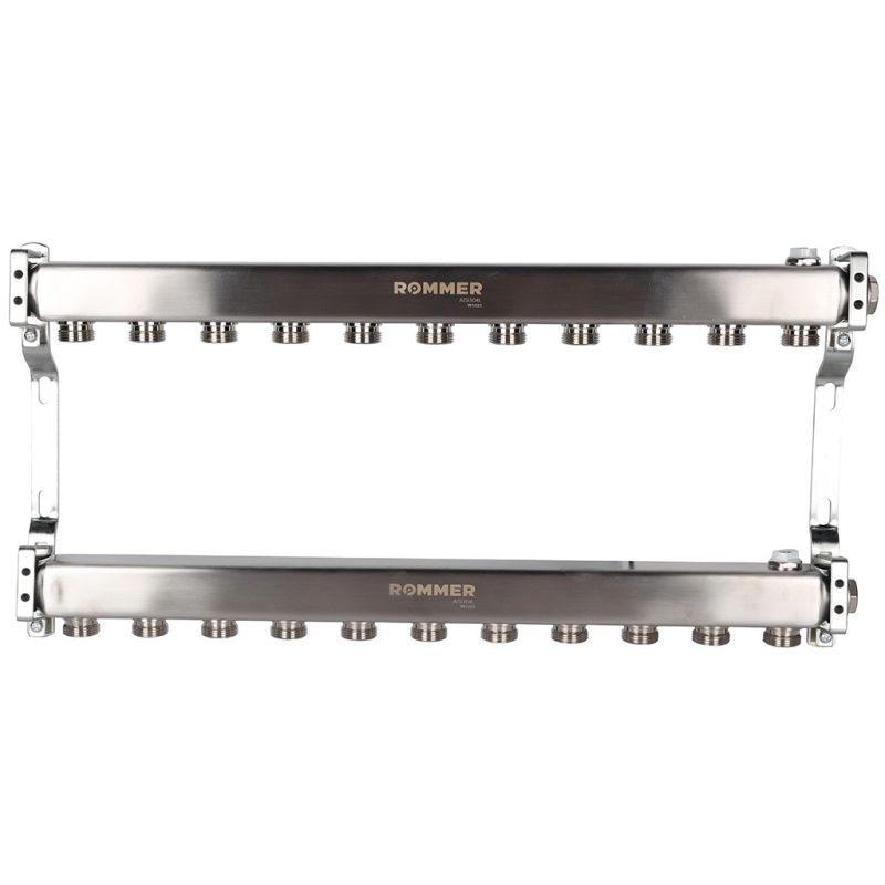 Коллектор для радиаторной разводки 11 выходов (нерж. сталь) Rommer