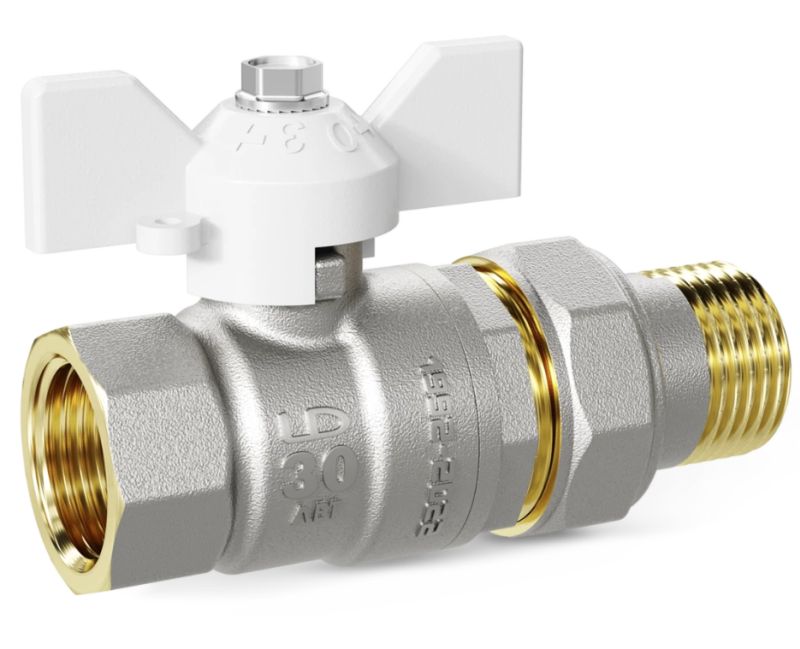 Кран шаровой с американкой  1/2” бабочка (white) LD Pride 47.15.В-ГШ.Б