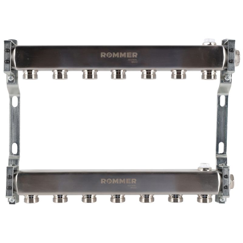 Коллектор для радиаторной разводки  7 выходов (нерж. сталь) Rommer