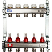 Коллекторная группа с расходомерами  5 выходов (нерж. сталь) Stout