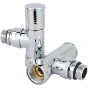 Вентиль угловой для полотенцесушителя  3/4”х1/2” г/ш (колпак) хром TIM