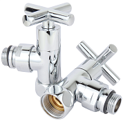 Вентиль угловой для полотенцесушителя  3/4”х1/2” г/ш (крест) хром TIM
