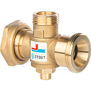 Термостатический смесительный клапан для твердотопливных котлов 1 1/2”х1”х1 1/2” НГ/НР/НР (60 °С) Stout
