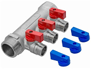 Коллектор с отсекающими кранами  3/4”х1/2”, 3 выхода Valfex