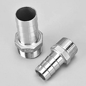 Штуцер для шланга нержавеющий  1/2”x16 НР AISI 304 (комплект 2шт)