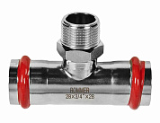 Тройник-переходник прессовый из нержавеющей стали 18х1/2” НР Rommer