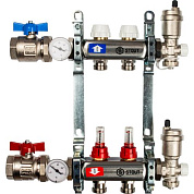 Коллекторная группа в сборе с расходомерами  2 выхода (нерж. сталь) Stout